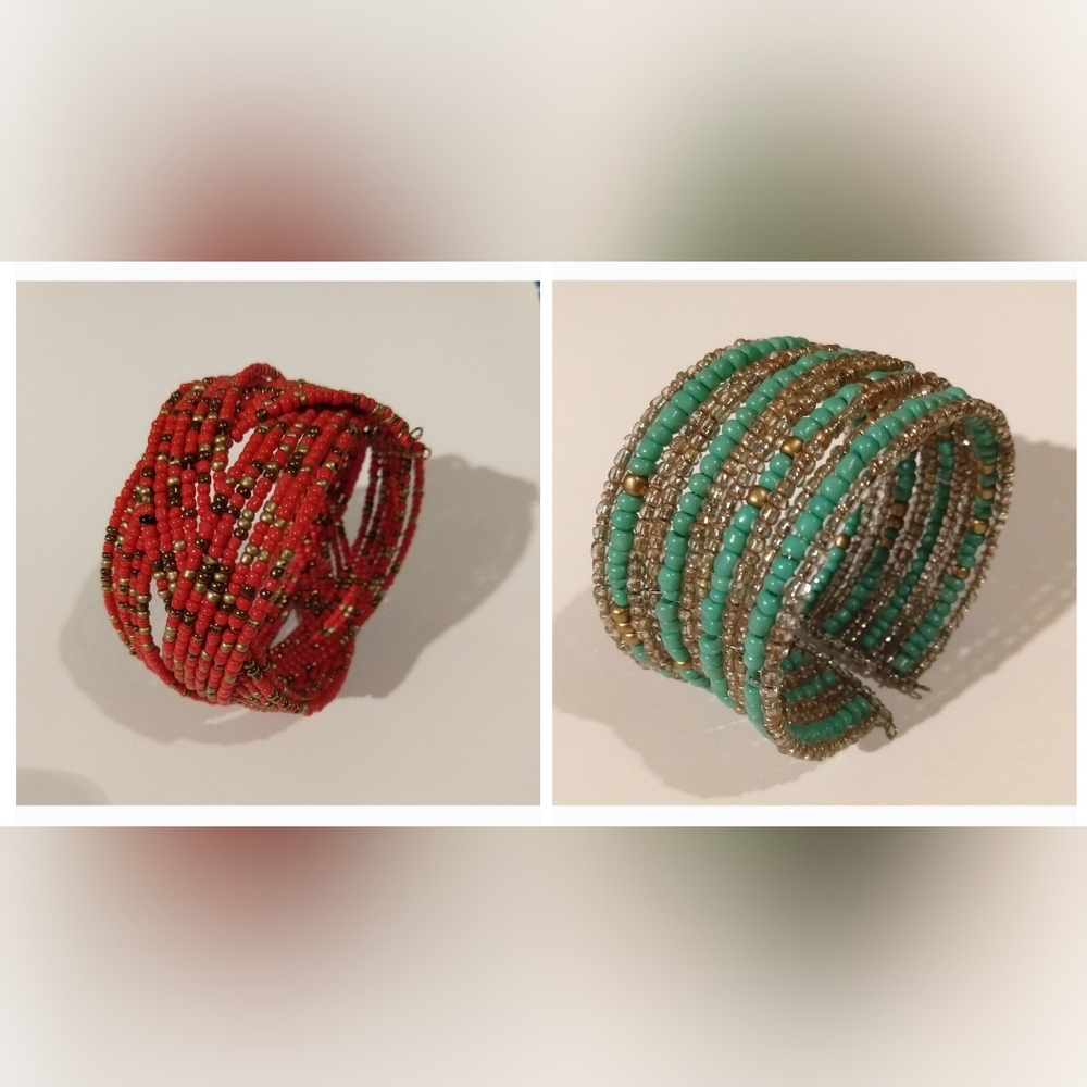 Set of 2 Multi row seed bead bracelet